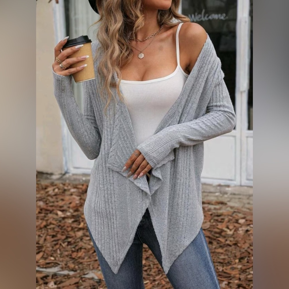 Casual Knit Open Front Cardigan